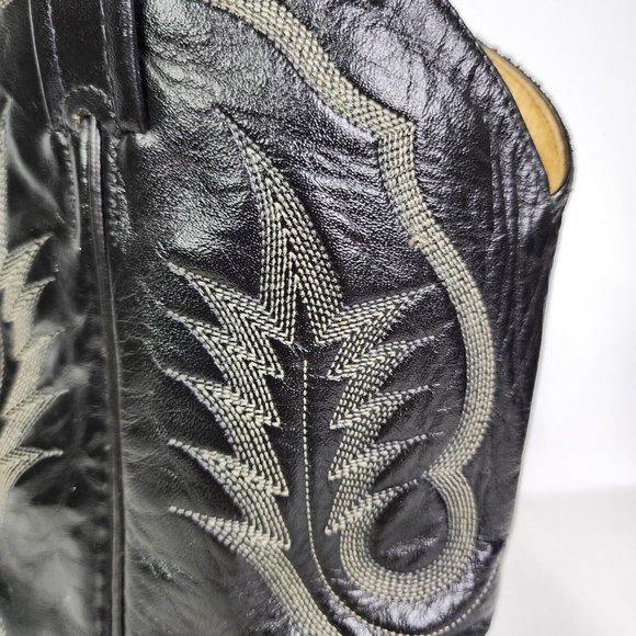 TONY LAMA Style 2923 Mens Size 13AA Black Leather Longhorn Cowboy Western Boots - Picture 6 of 16